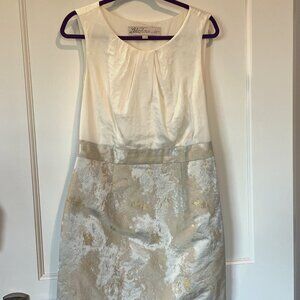 Lela Rose by Loft Dress - Cream & Gold (size 12) - EUC
